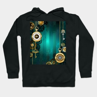 Jewelry Watch on a Green Background ( Steampunk ) Hoodie